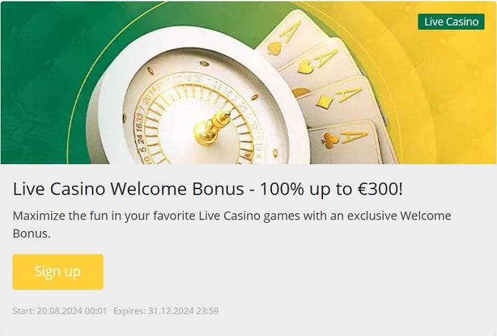 Live casino välkomstbonus