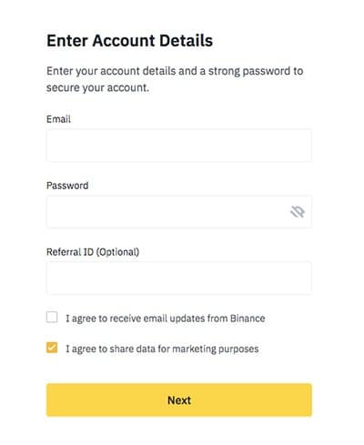 Binance registracija