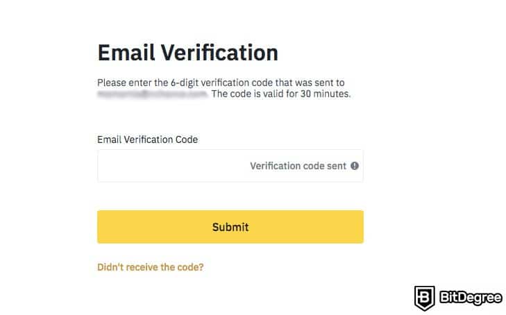 Binance email verifikacija