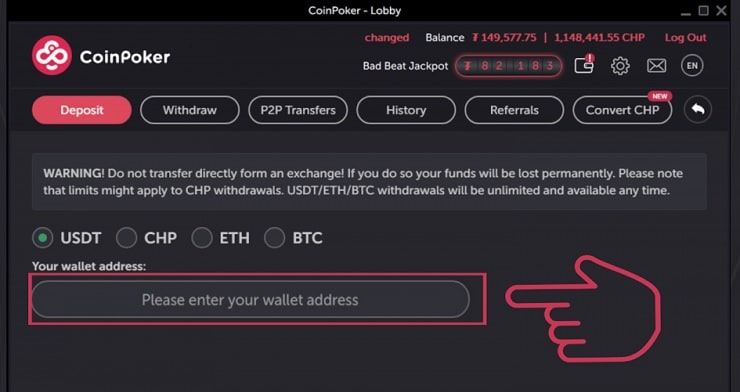 CoinPoker deposit