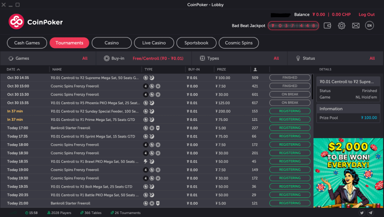 coinpoker turnirji