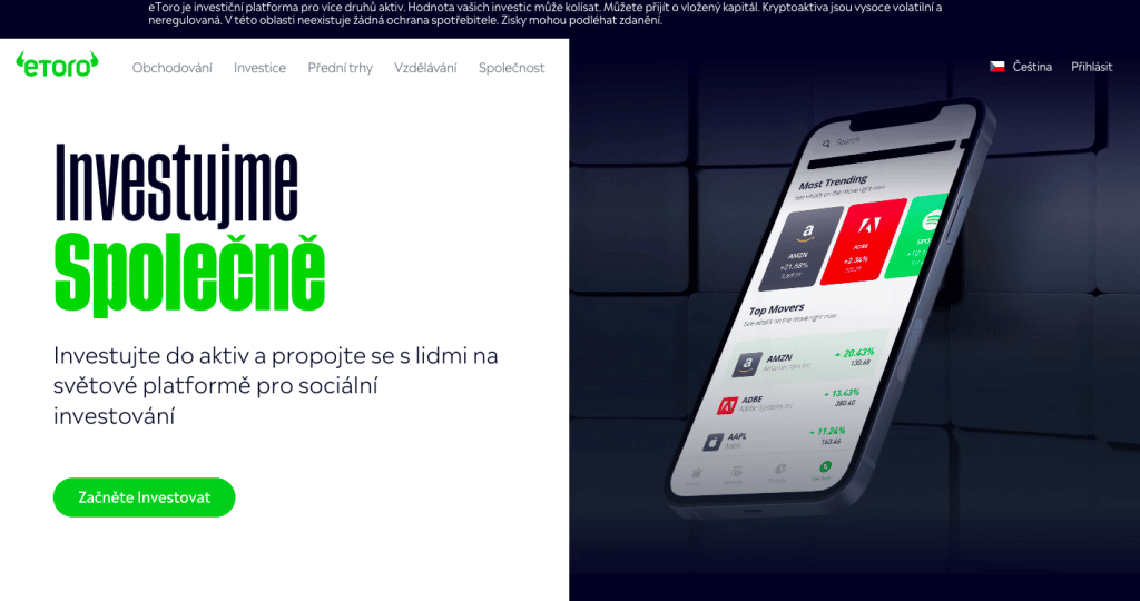 eToro - najlepšie obchodné aplikácie