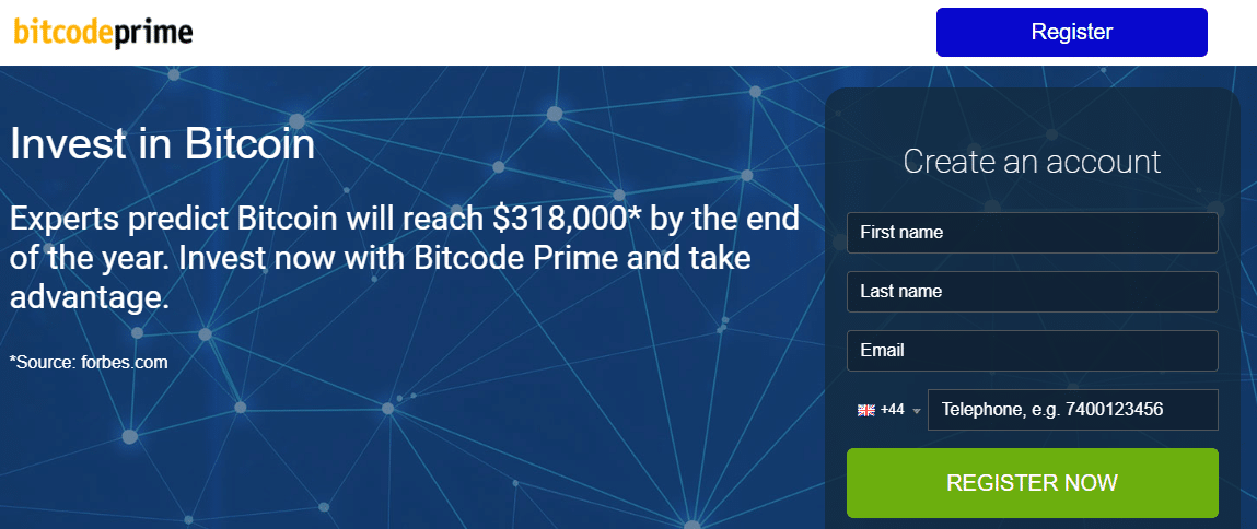 Bitcode Prime domovská stránka