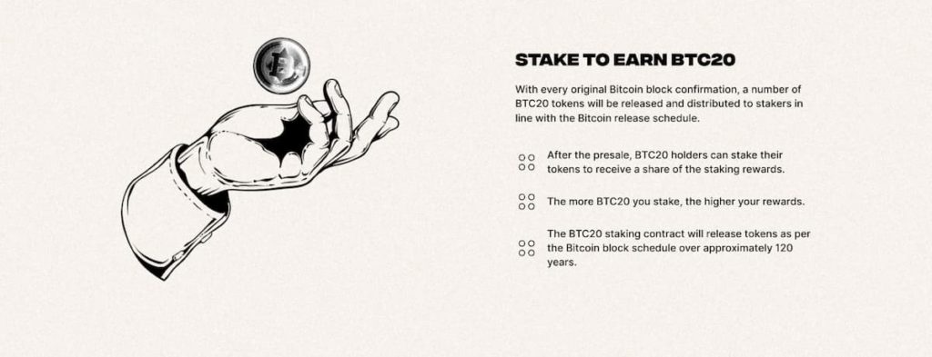 Stake-to-earn BTC20