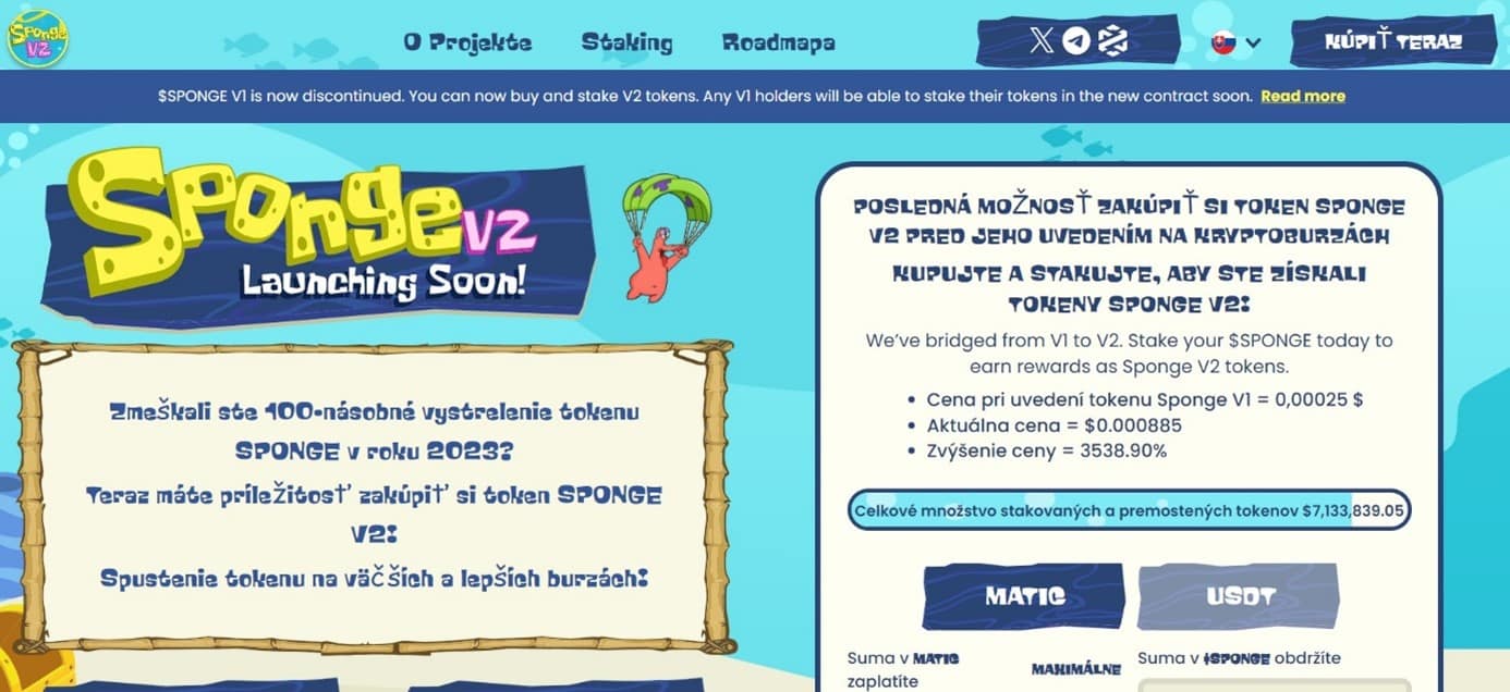 Sponge V2 - jedna z najlepších možností pre krátkodobé investovanie