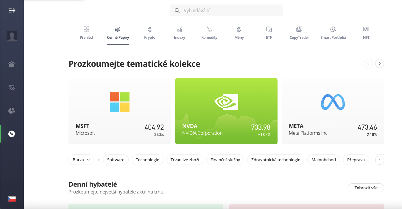 výber akcií etoro