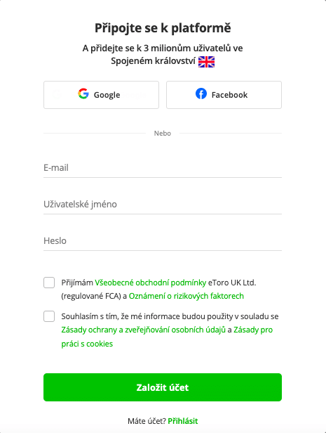 ako si zalozit ucet na etoro