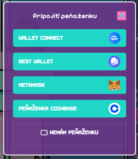 prepojenie peňaženky s crypto all-stars