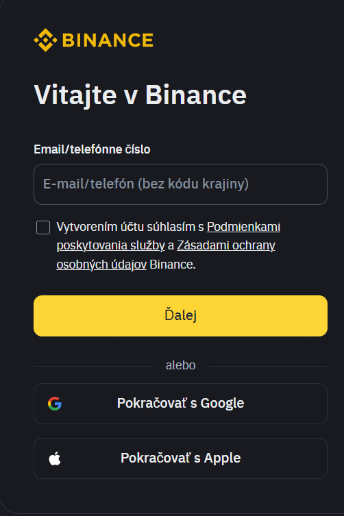 kryptoburza binance registrácia