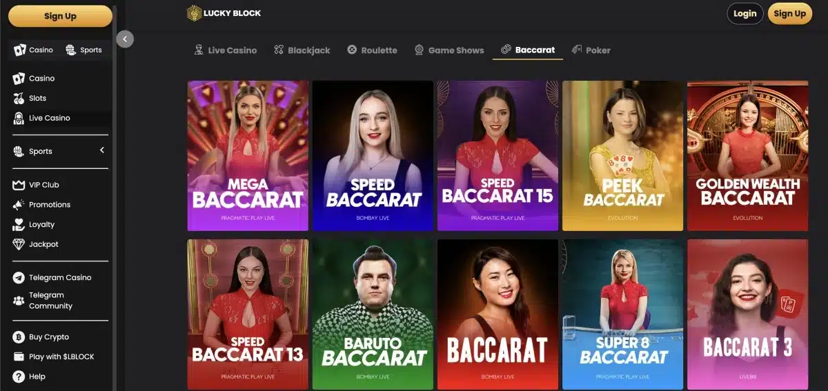 lucky block live baccarat