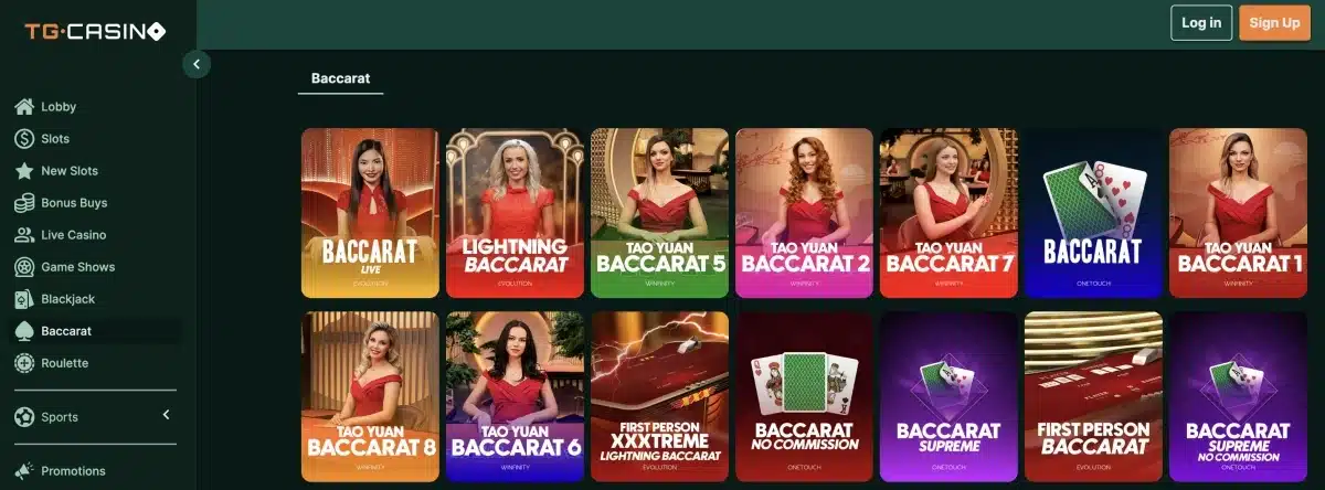 tg.casino kartová hra baccarat