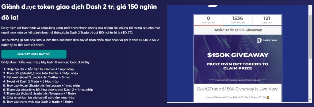 Giành được Dash 2 Trade Token