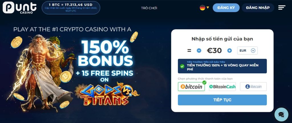 Punt Sòng bạc Bitcoin Bonus