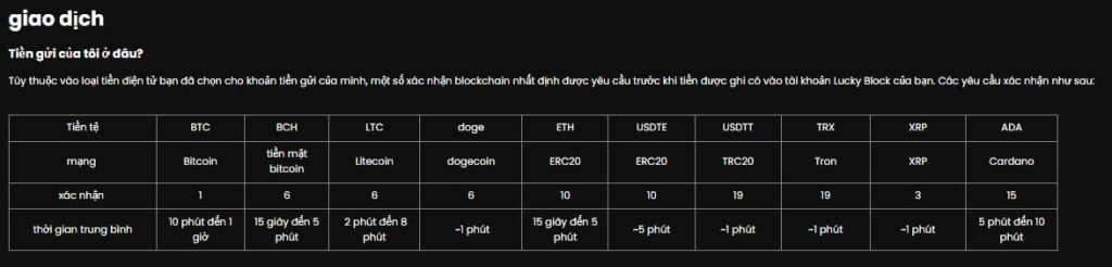 LuckyBlock Phương thức thanh toán 