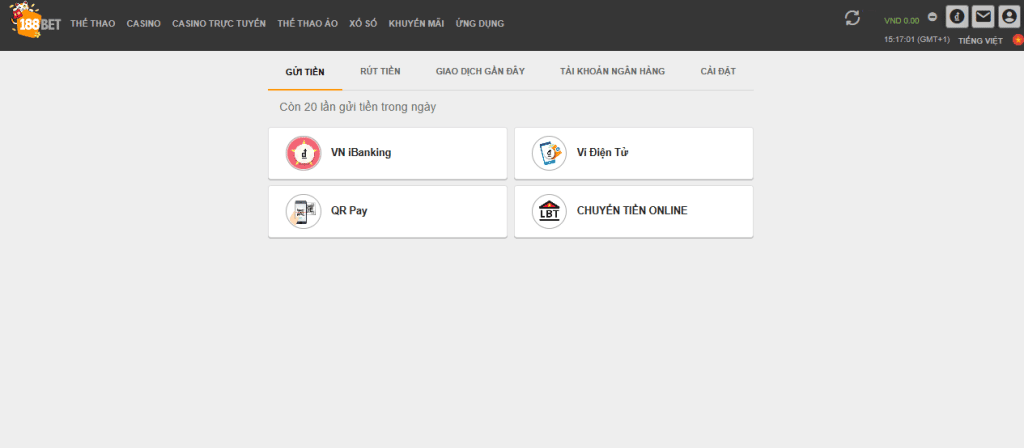 Gửi tiền & Rút tiền 188bet
