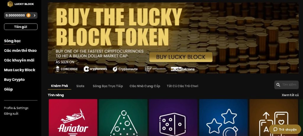 Lucky Block – Nền tảng trò chơi tiền ảo đặt cược với đa dạng danh mục