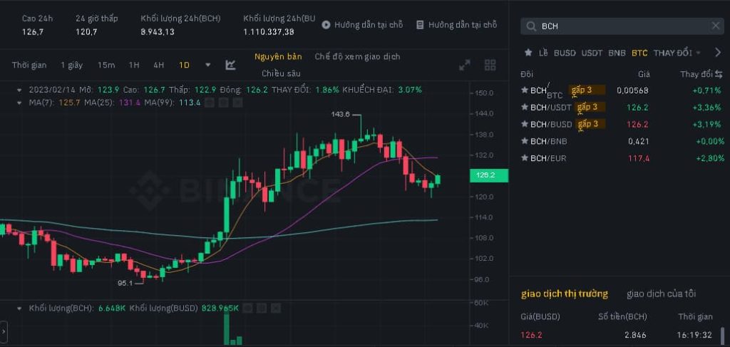 Binance - Thống kê BCH