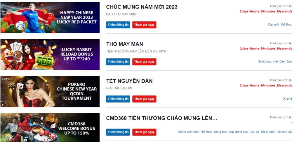 Tiền thưởng CMD368