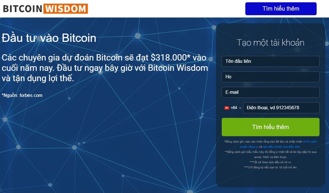 Bitcoin Wisdom Homepage