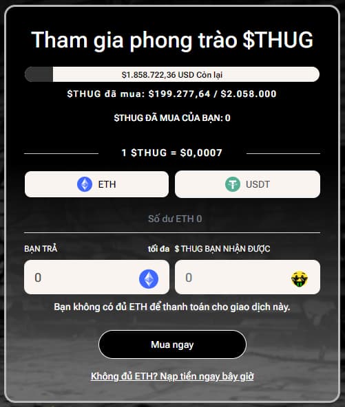 Mua mã thông báo THUG