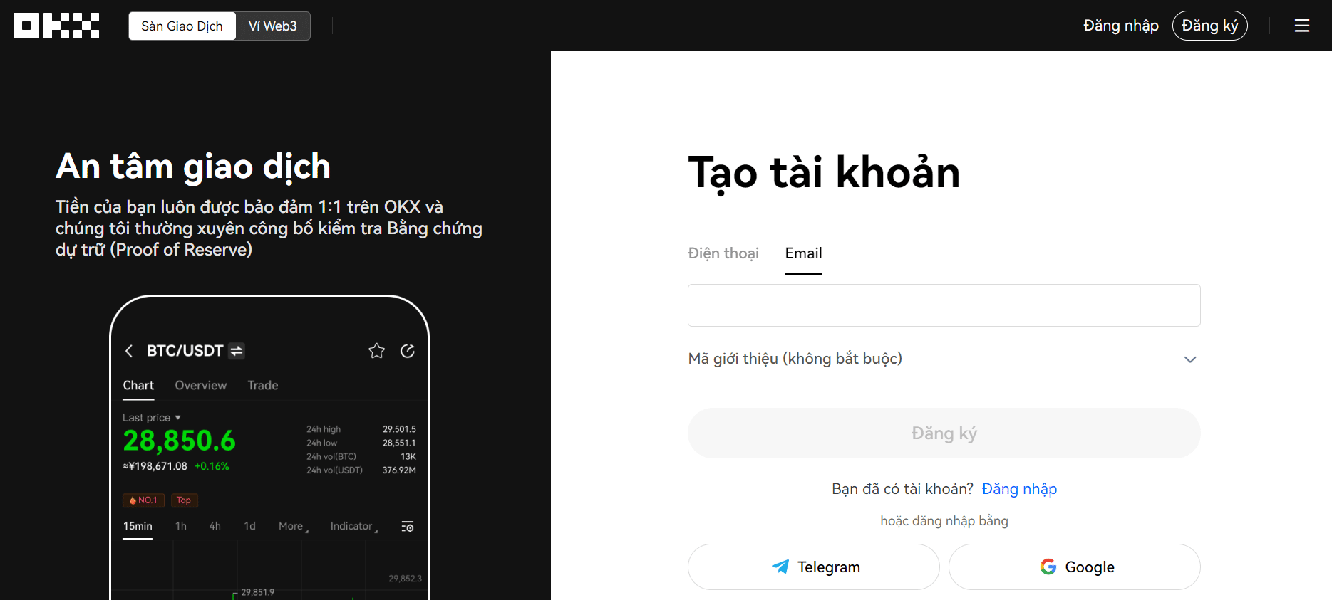 Tạo Tài khoản OKX