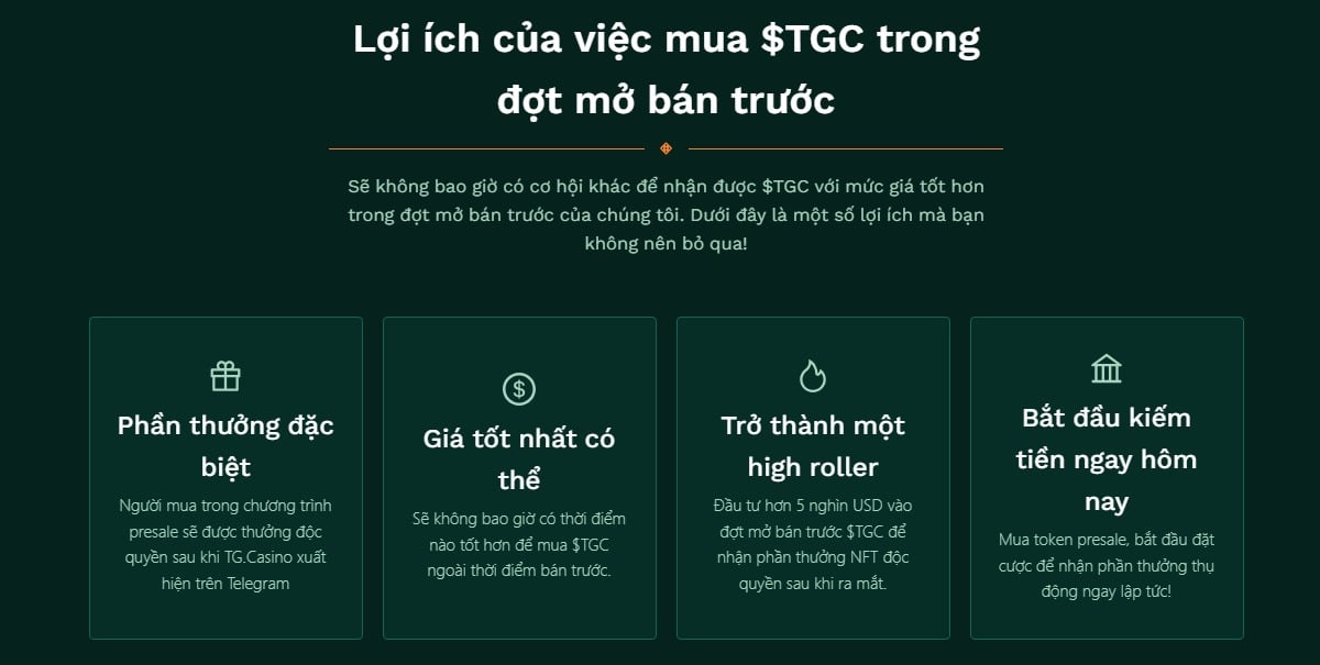 Lợi ích của việc mua $TGC trong đợt mở bán trước