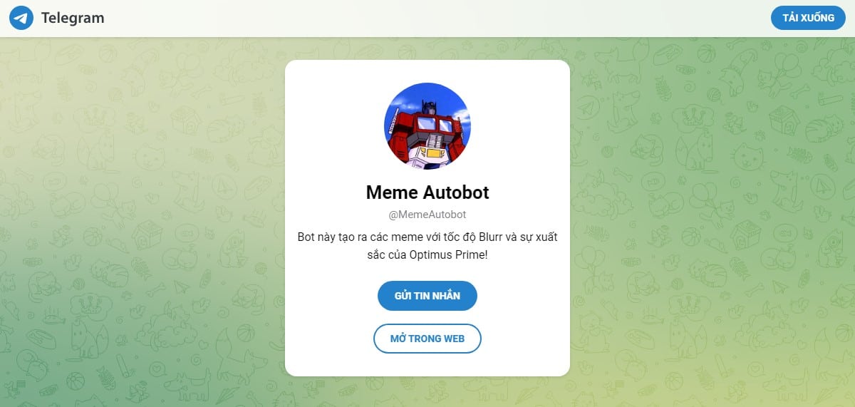 Meme Autobot – Tạo Meme và chia sẻ nó trên Telegram