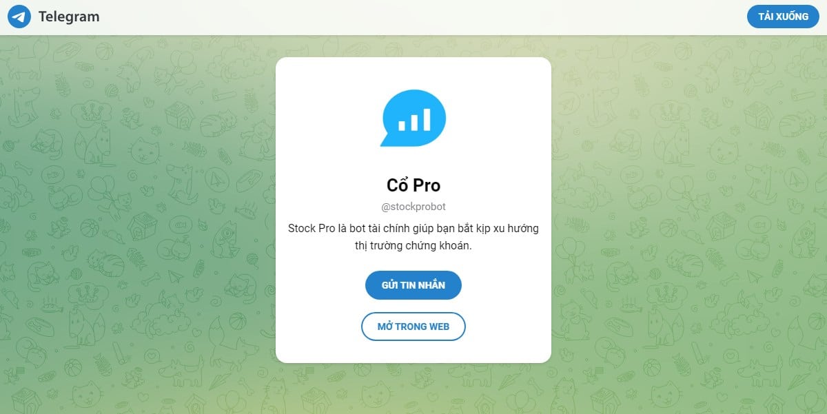 Stock Pro có kênh Telegram riêng