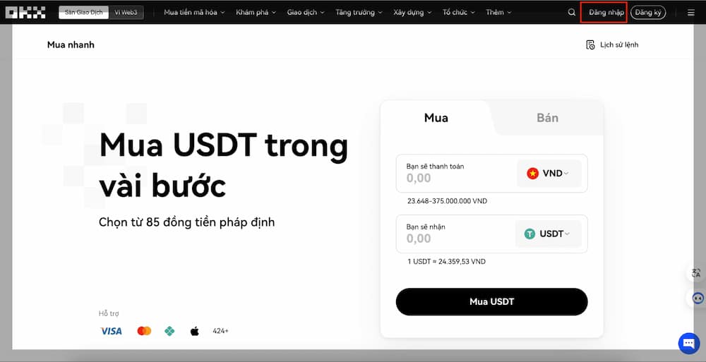 Hướng dẫn mua Bitcoin bằng thẻ tín dụng với OKX