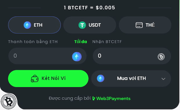 Kết nối ví BTC ETF Token