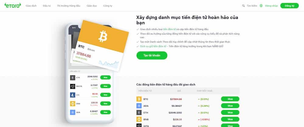 Ứng dụng tiền điện tử tốt nhất eToro