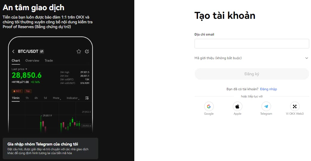 Mở tài khoản OKX