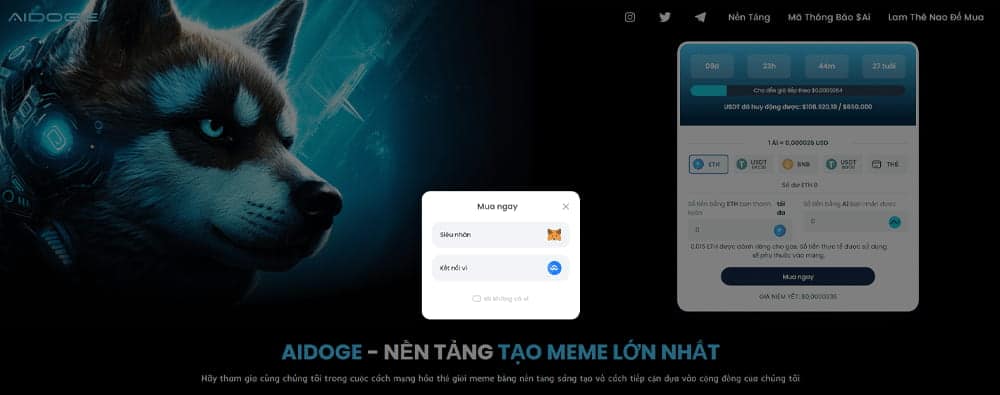 kết nối ví và mua aidoge token