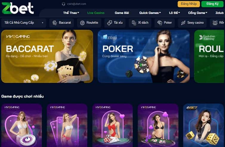 Các thể loại game Zbet casino