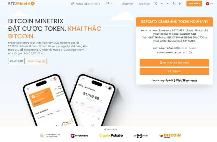 Bitcoin Minetrix - Trở thành thợ “đào” BTC chính hiệu với cơ chế