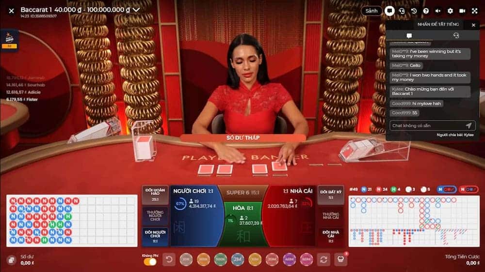 Các cửa cược Baccarat được thể hiện bằng thuật ngữ