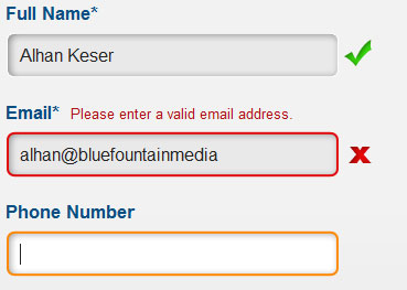 Form validation example in the new request a quote form