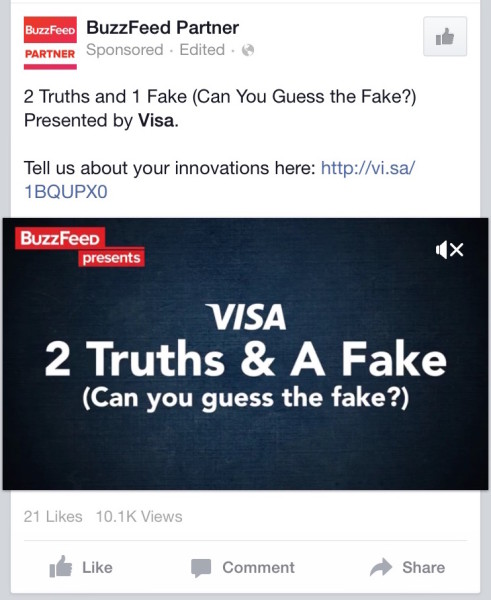 Visa BuzzFeed Native