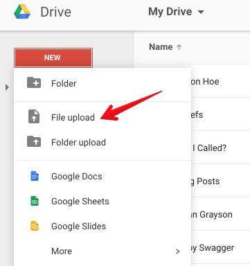 Upload a file to Google Drive