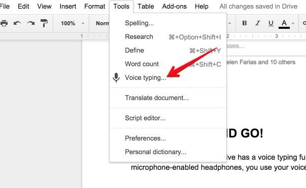 Voice typing