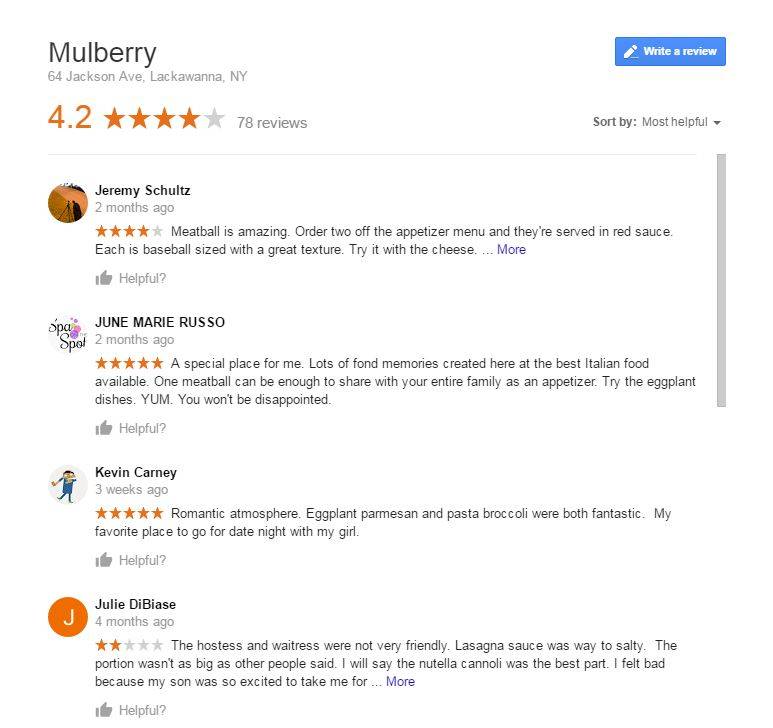 Mulberry google reviews