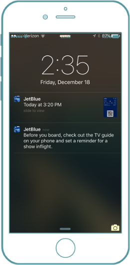 example of jetblue push notifications