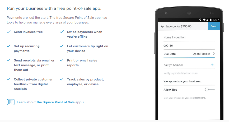 Features vs benefits Square mobile payments