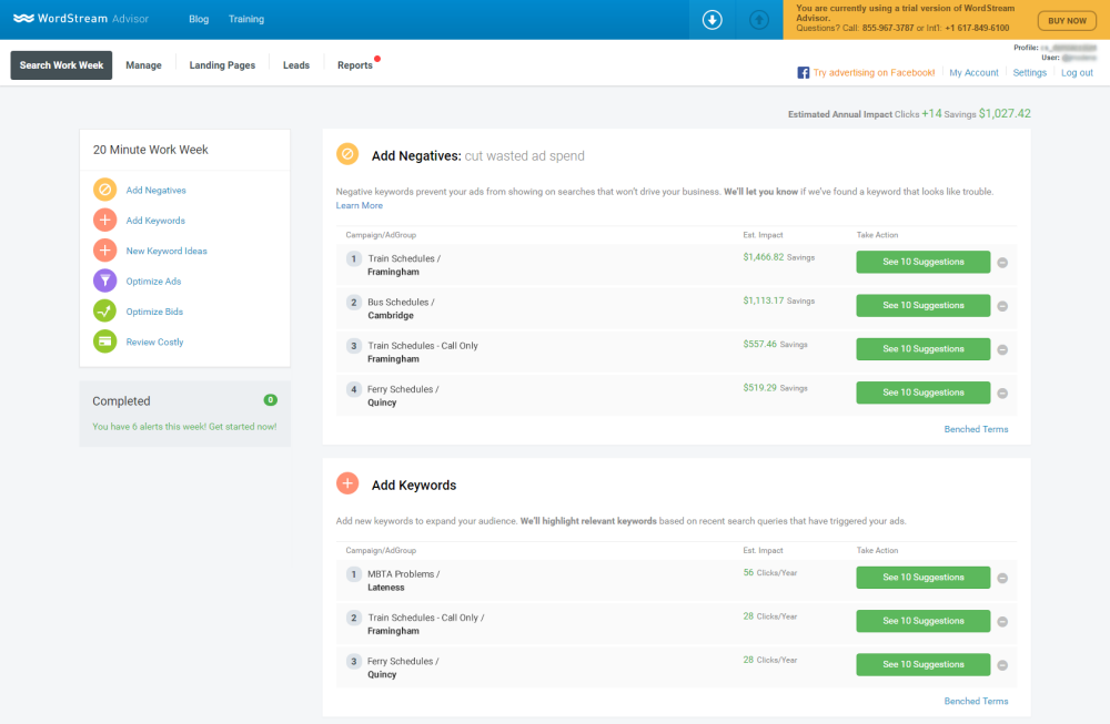 WordStream Advisor 20-Minute PPC Work Week screenshot