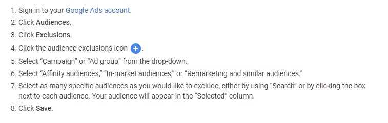 how to set google campaign exclusion