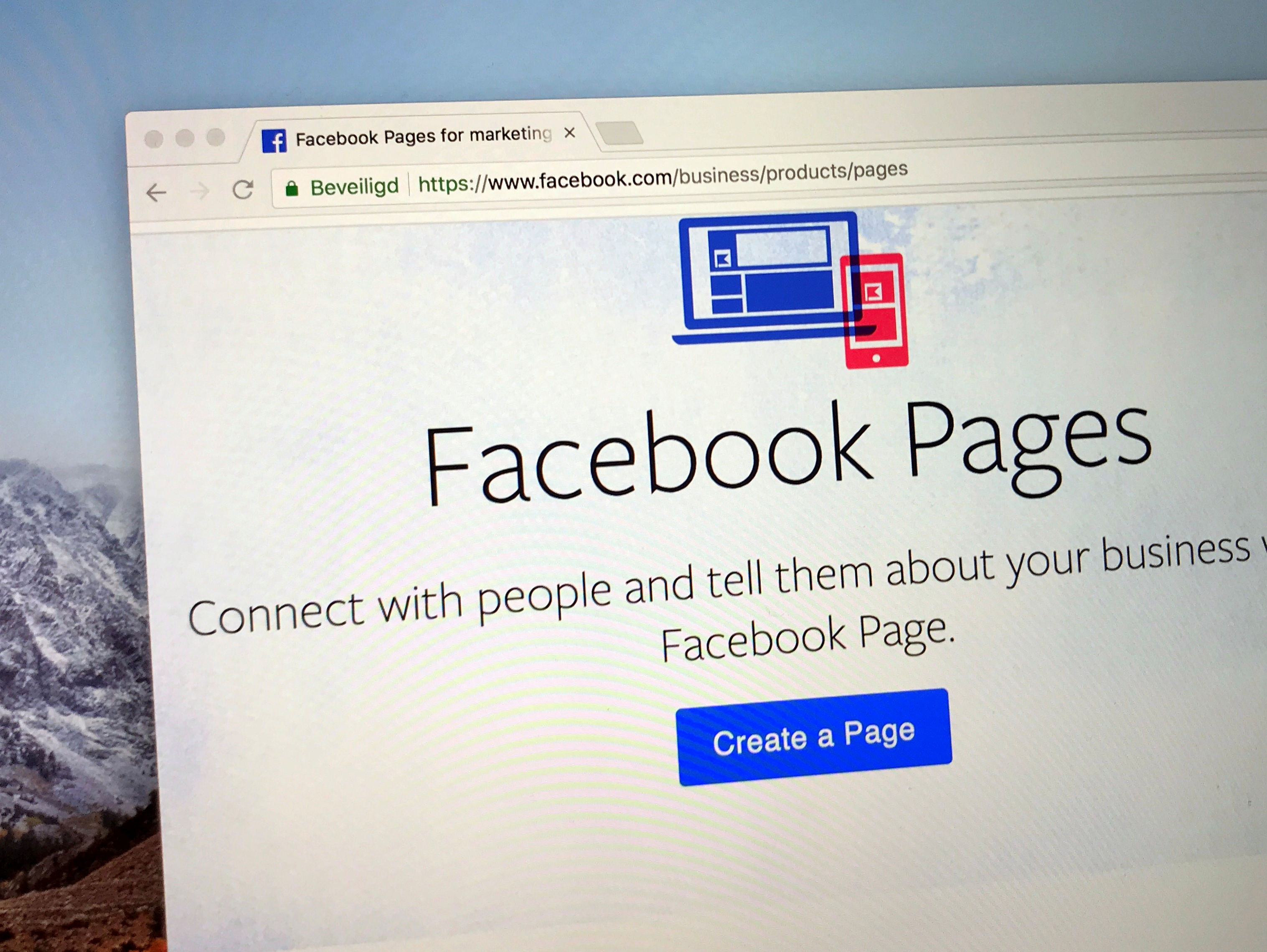 An image of Facebook for business page.