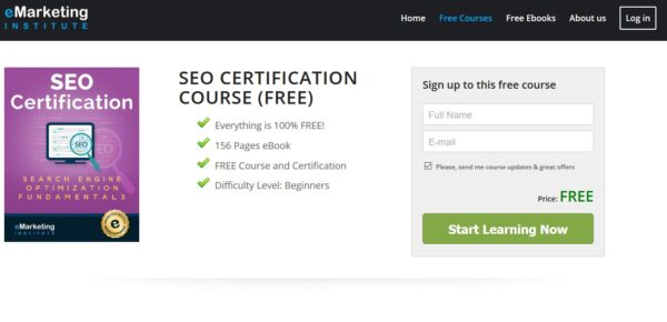 eMarketing Institute's free SEO course