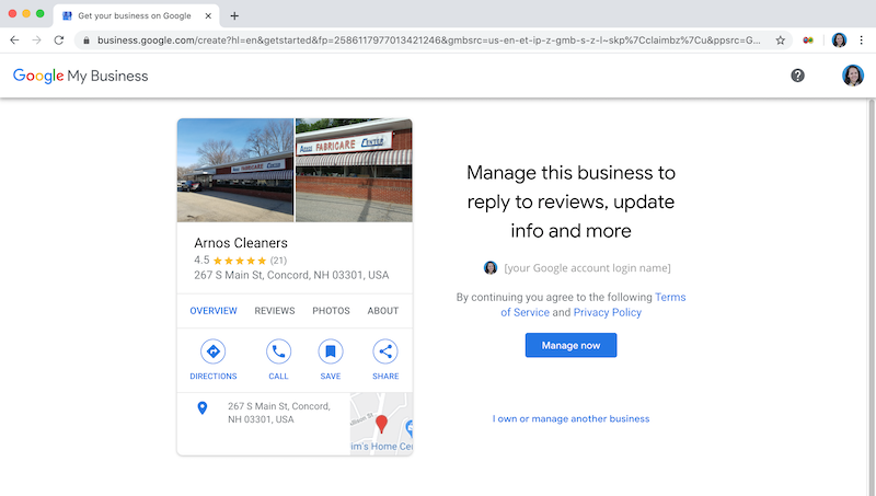 how to create and verify your google my business account own this business arnos cleaners manage this business