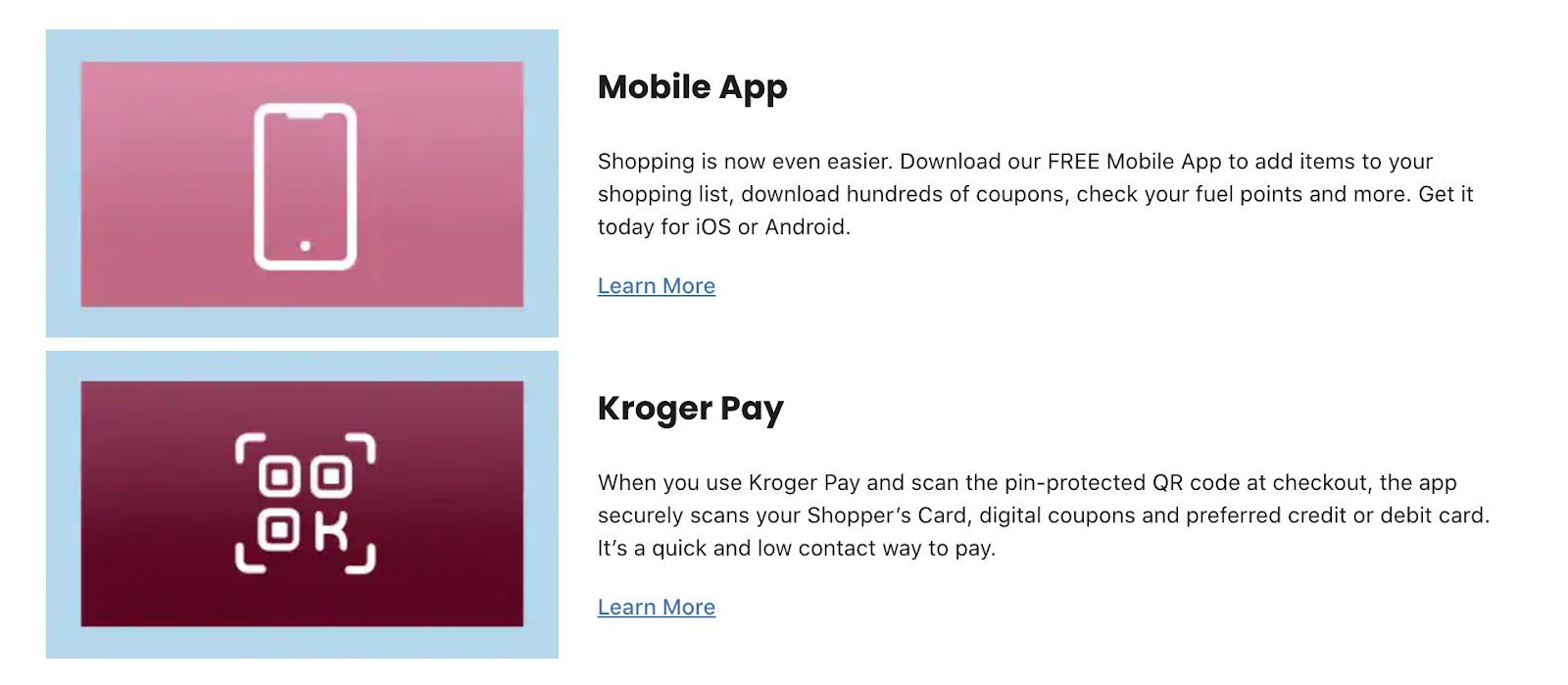 And, Krogers omnichannel even features their own payment app - Kroger Pay.