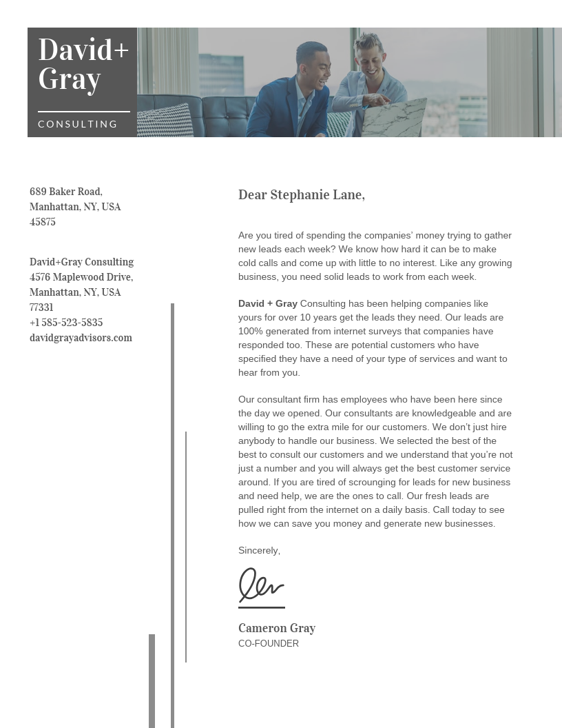 business letters to customers